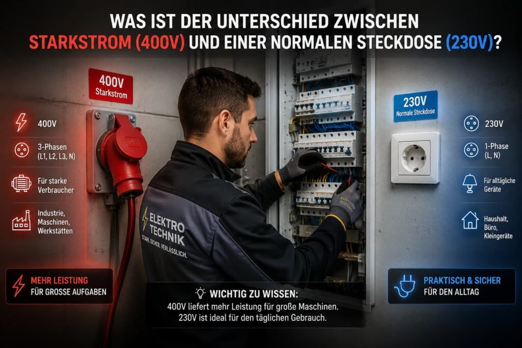 Elektriker bei der Fehlersuche an moderner Schalttafel in Industrie und Haushalt