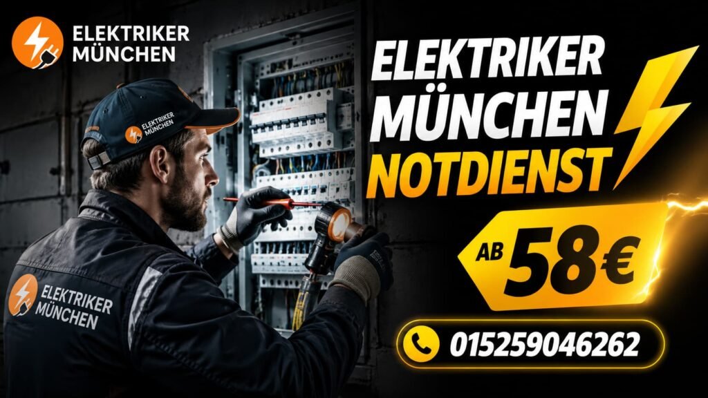 Elektriker behebt Stromproblem am Sicherungskasten in München