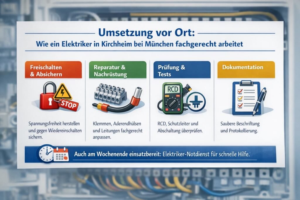 Umsetzung vor Ort: Wie ein elektriker kirchheim bei münchen Reparaturen und Nachrüstungen fachgerecht ausführt