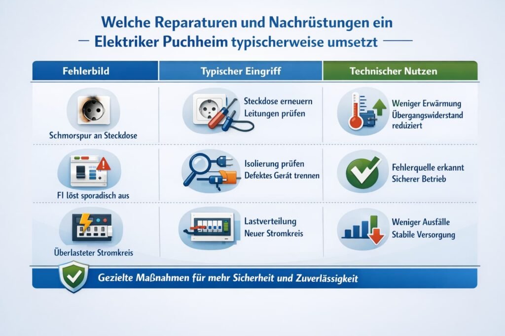 Welche Reparaturen und Nachrüstungen ein elektriker puchheim typischerweise umsetzt