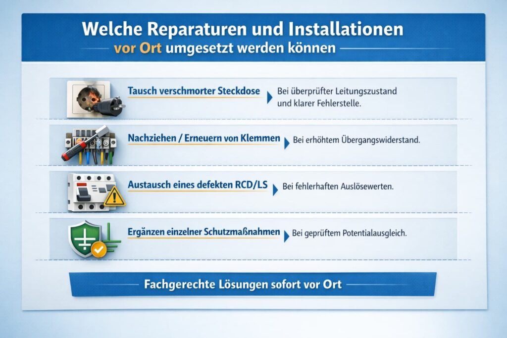 Welche Reparaturen und Installationen typischerweise direkt vor Ort umgesetzt werden können