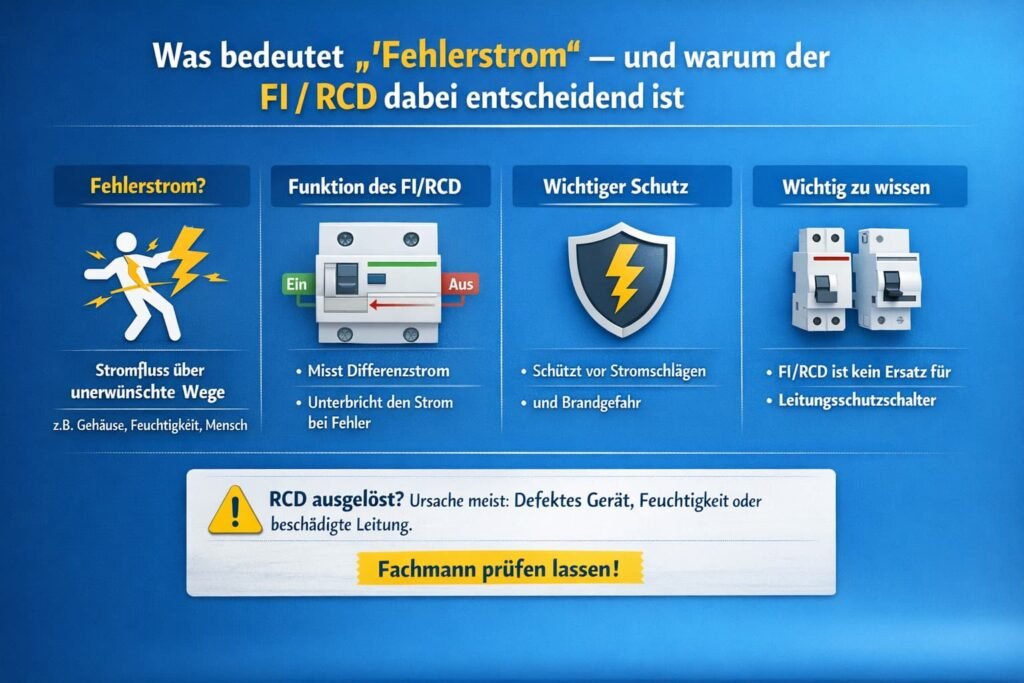 Was bedeutet „Fehlerstrom“ – und warum der FI/RCD dabei entscheidend ist