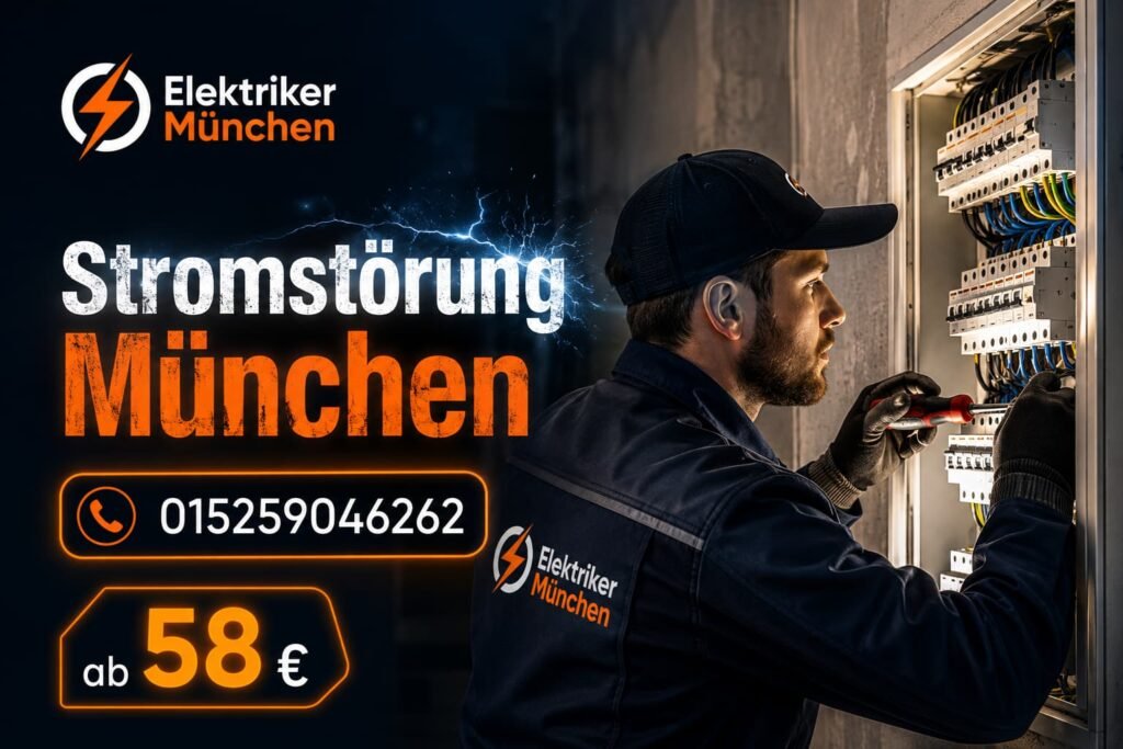 Elektriker bei der Reparatur eines Sicherungskastens in München