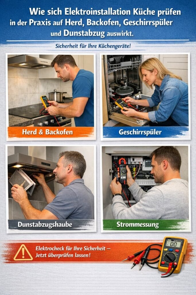 Wie sich Elektroinstallation Küche prüfen in der Praxis auf Herd, Backofen, Geschirrspüler und Dunstabzug auswirkt