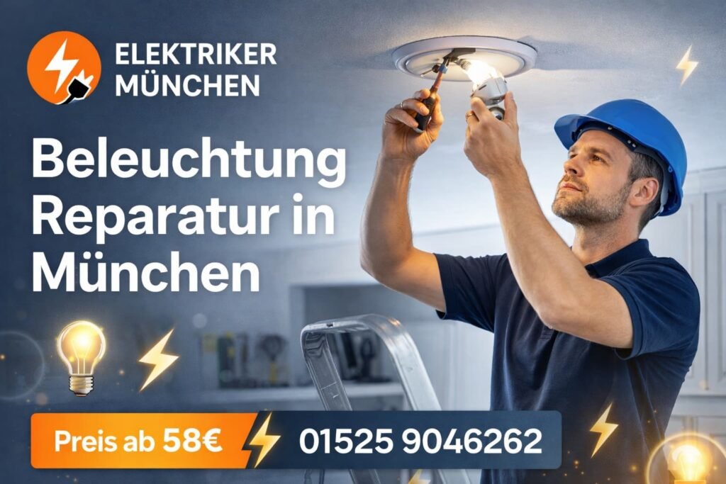 Elektriker München bei Beleuchtung Reparatur – schneller Service ab 58€ mit Notdienst Telefonnummer