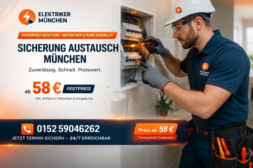 Elektriker in München beim Sicherung Austausch – schneller Service ab 58 €