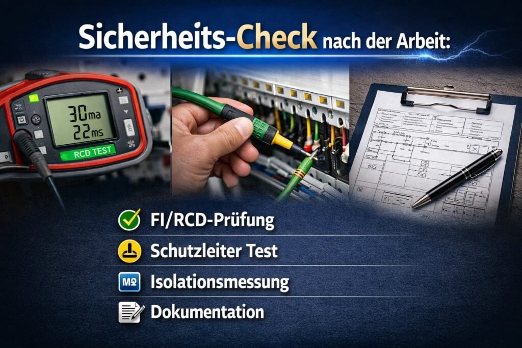 Sicherheits-Check nach der Arbeit: FI/RCD, Schutzleiter, Isolationsmessung und Dokumentation