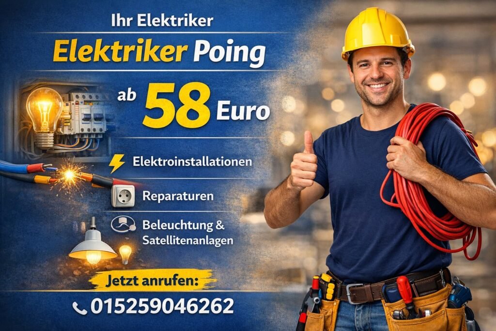 Elektriker Poing 24/7 | Notdienst die ganze Woche ab 58€