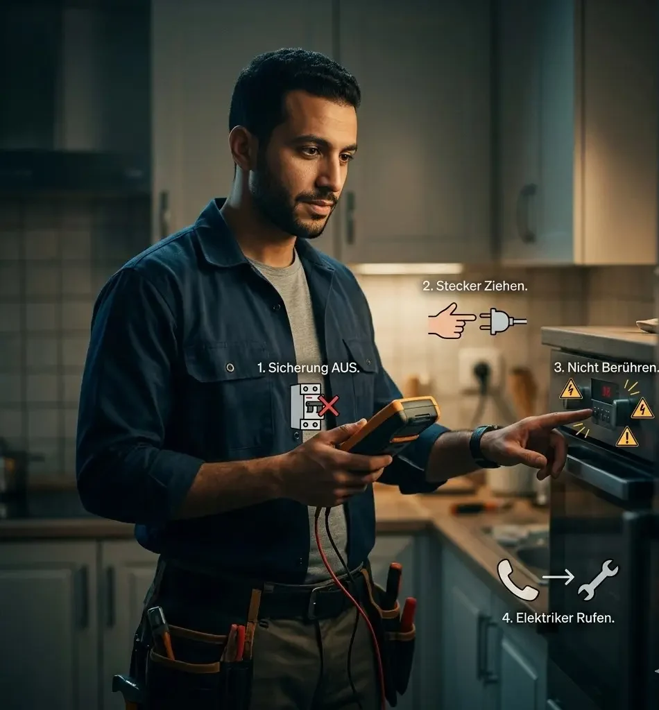 Sofortmaßnahmen bei Brandgeruch, Funken oder Stromausfall in der Küche