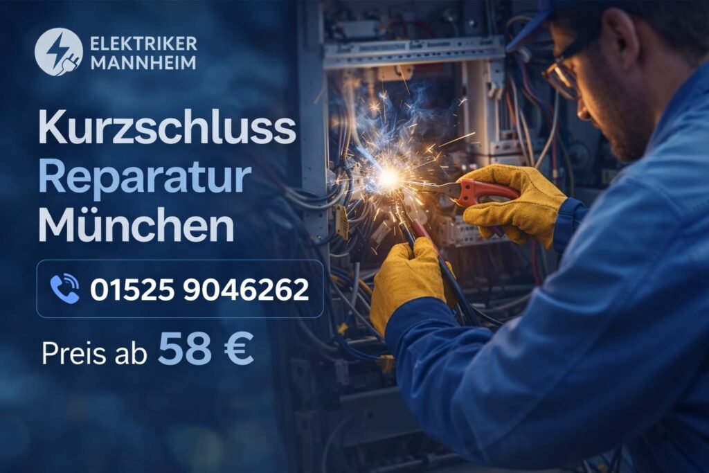 Kurzschluss Reparatur in München durch Elektriker Mannheim – schneller Notdienst ab 58€