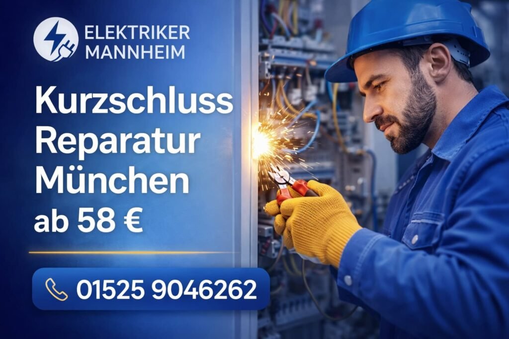 Elektriker Mannheim behebt Kurzschluss in München – schnelle Reparatur ab 58 € mit Notdienst.