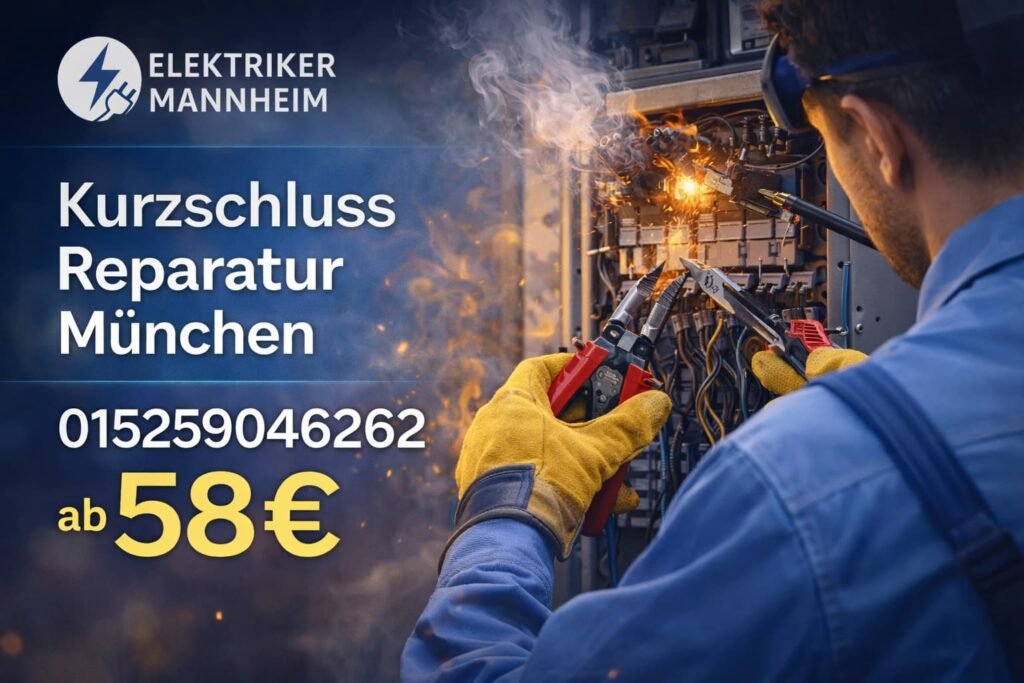 Elektriker Mannheim repariert Kurzschluss in München – schneller Notdienst ab 58€