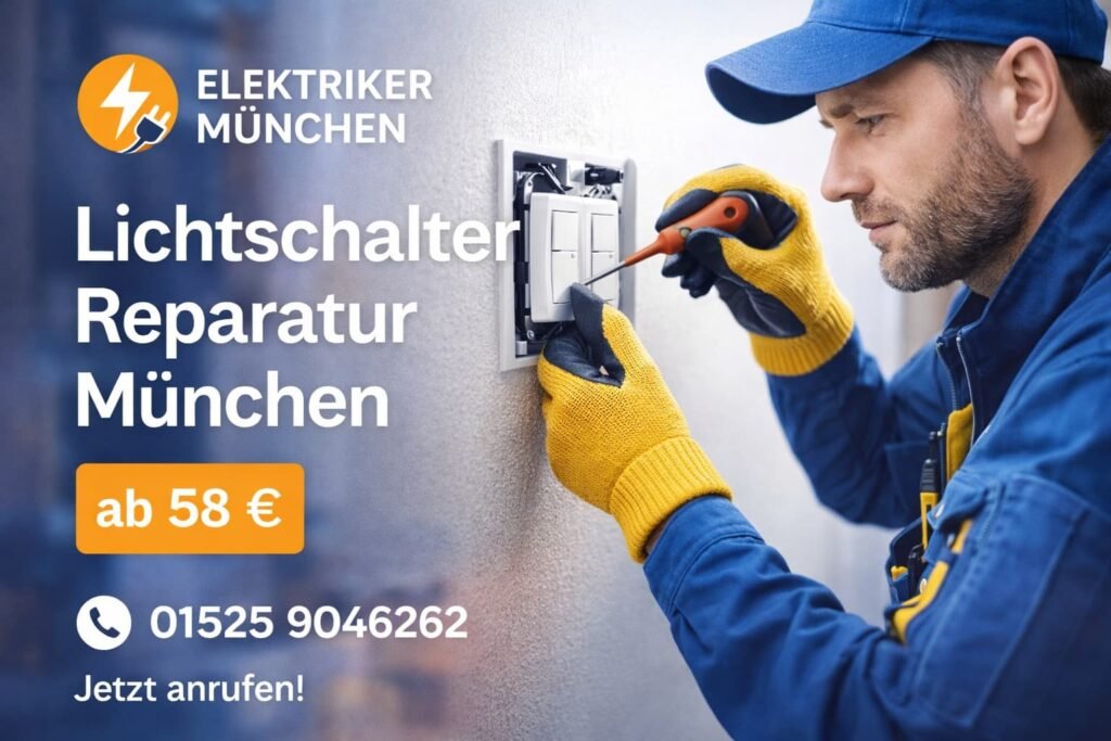 Elektriker repariert Lichtschalter in München – schneller Service ab 58 €