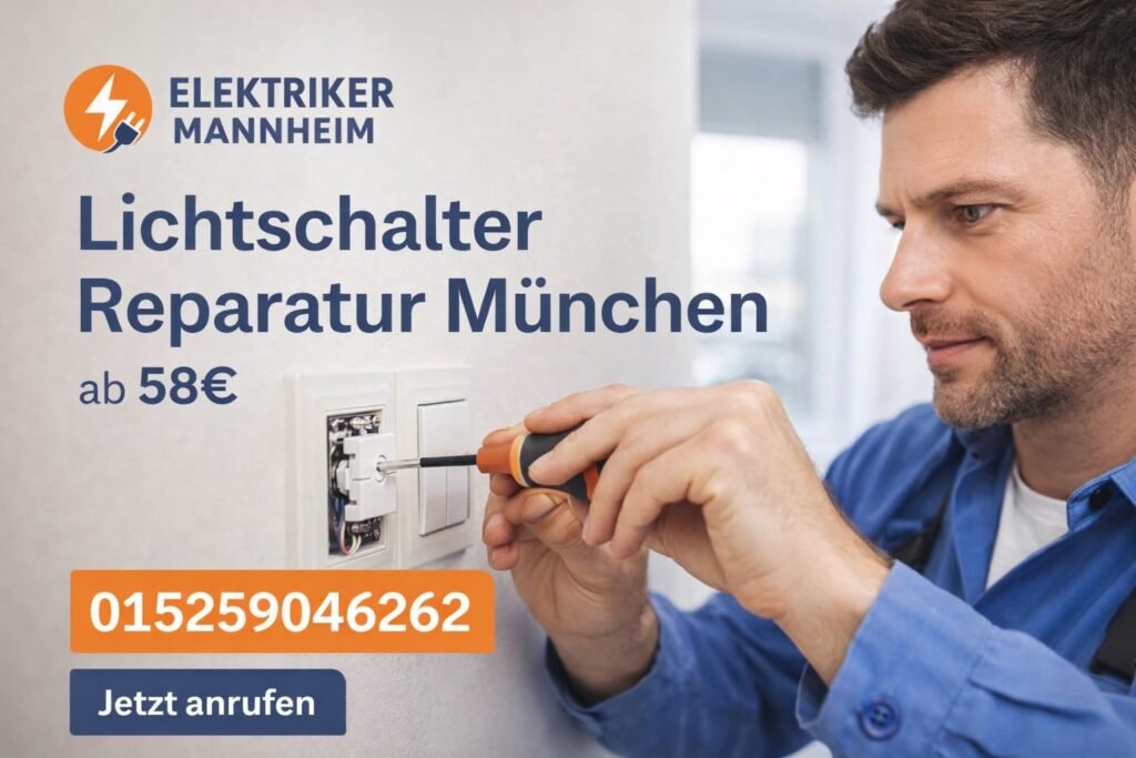 Elektriker repariert Lichtschalter in München – schneller Service ab 58€