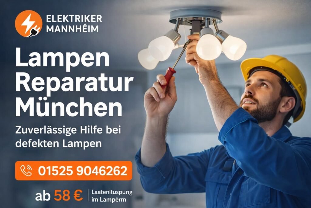 Elektriker repariert Deckenlampe in München – Lampen Reparatur Service ab 58€ mit Notdienst