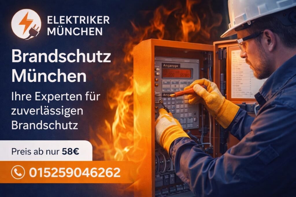 Elektriker bei Brandschutz München prüft Sicherungskasten – professioneller Notdienst ab 58€