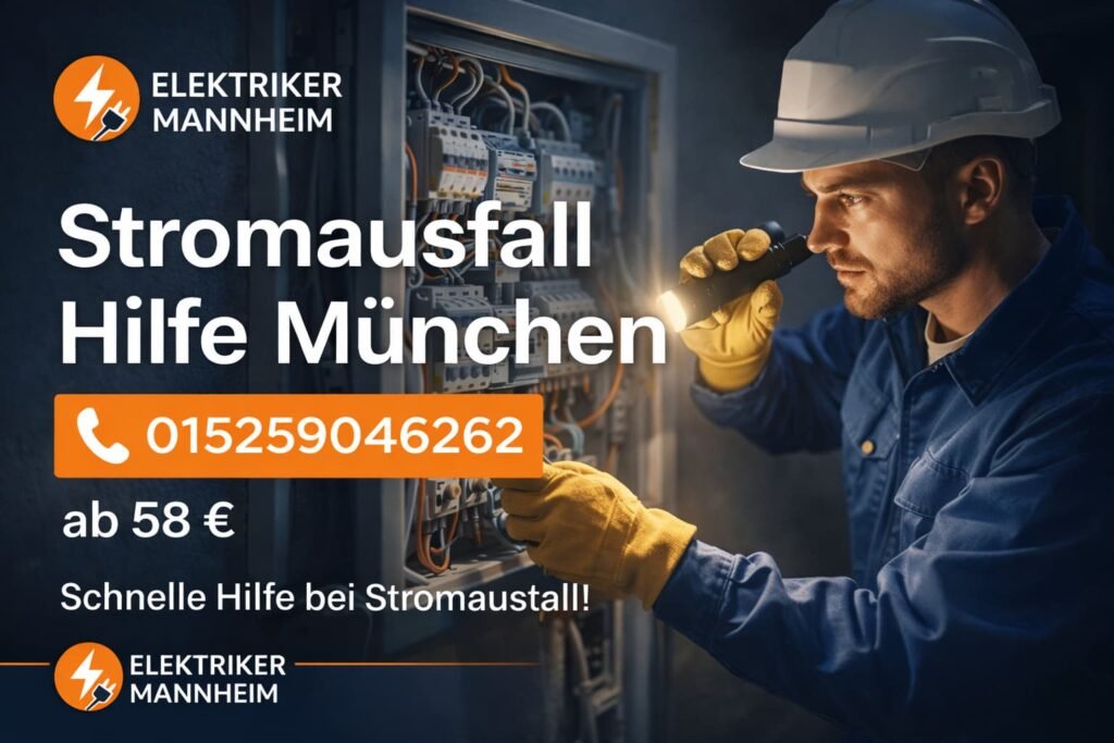 Elektriker Mannheim behebt Stromausfall in München – schneller Notdienst ab 58€