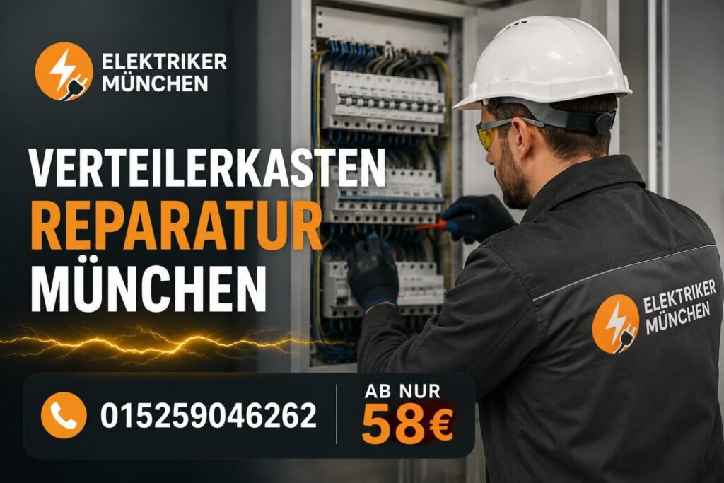 Elektriker bei der Fehlerbehebung an einer elektrischen Anlage in München