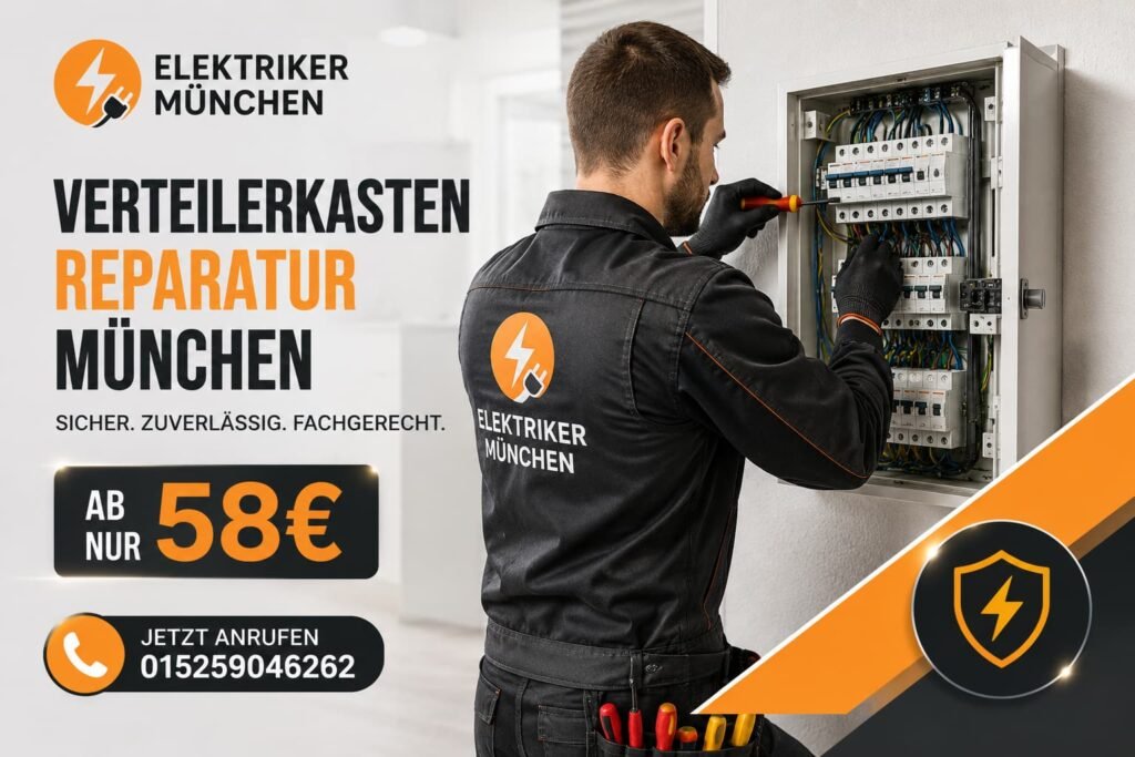 Professioneller Elektriker bei der Arbeit an der Hausinstallation