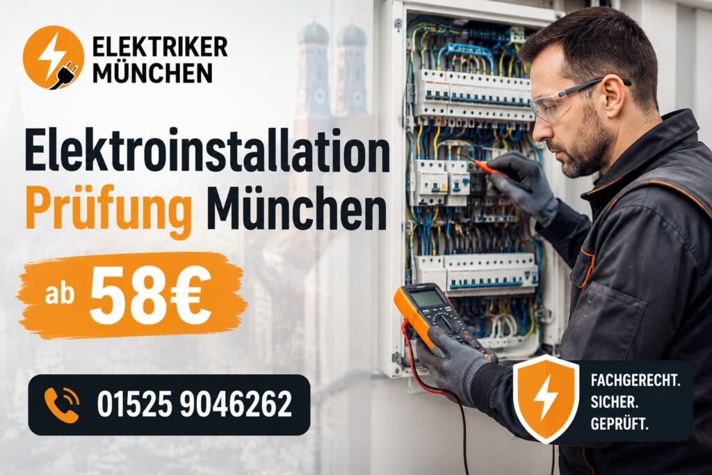 Elektriker prüft Schaltschrank und behebt elektrisches Problem in München