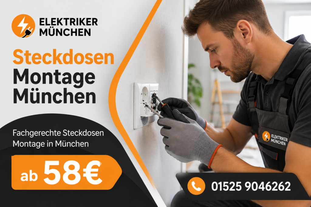 Elektriker bei der Installation einer Wandsteckdose