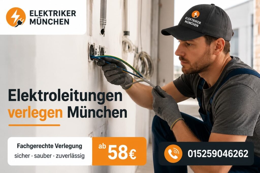 Elektriker bei der Installation von Stromkabeln in einem Gebäude