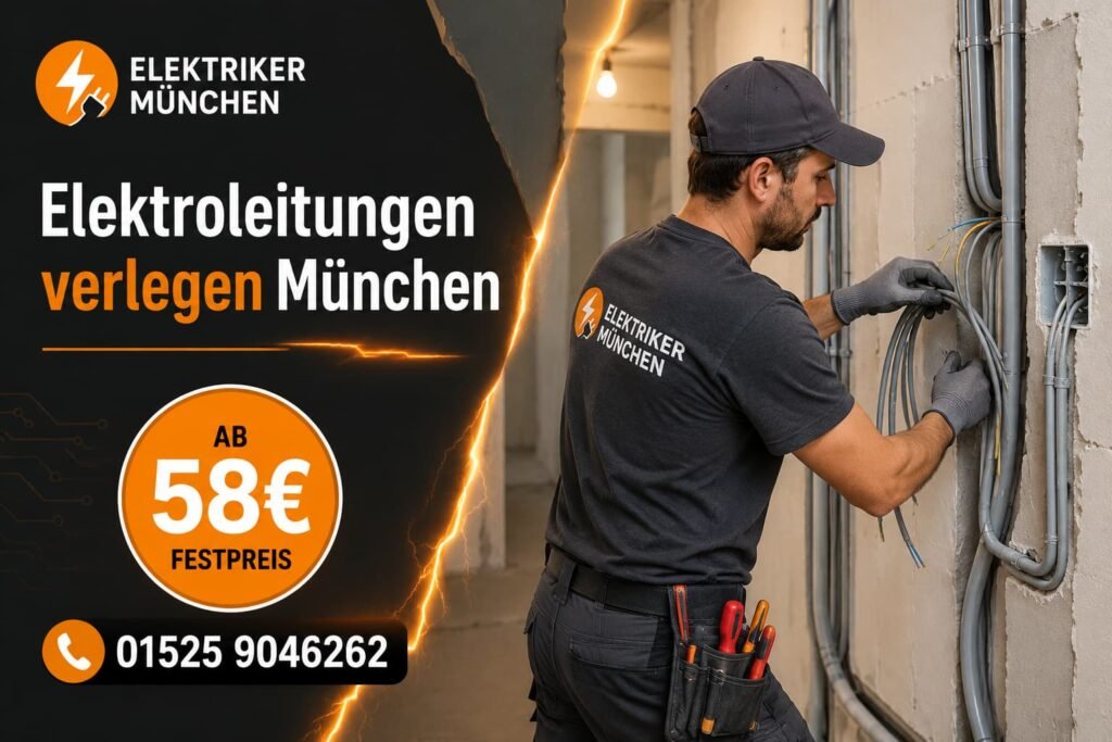 Elektriker bei der Installation moderner Stromkabel in München