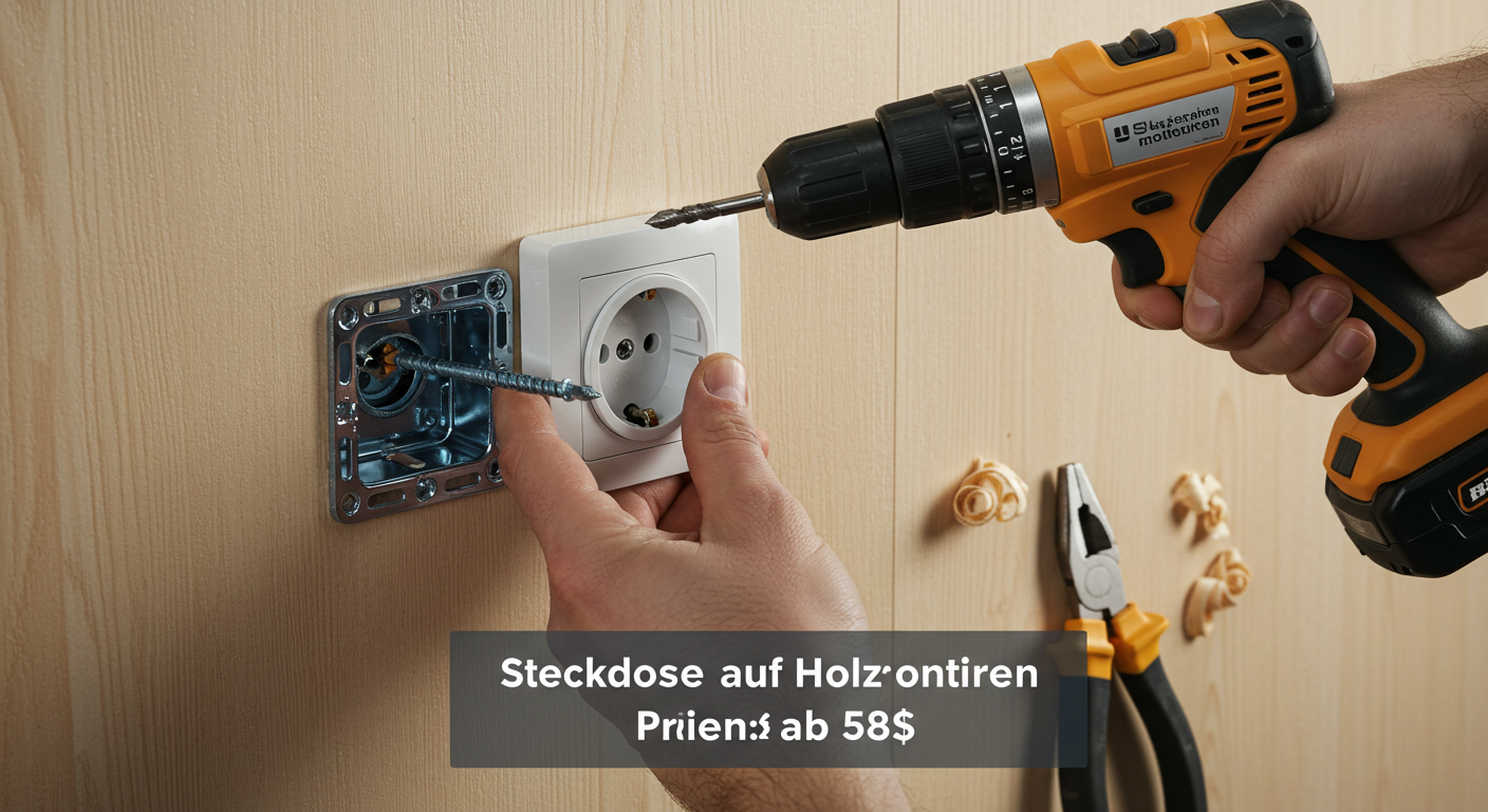 Steckdose auf Holz montieren