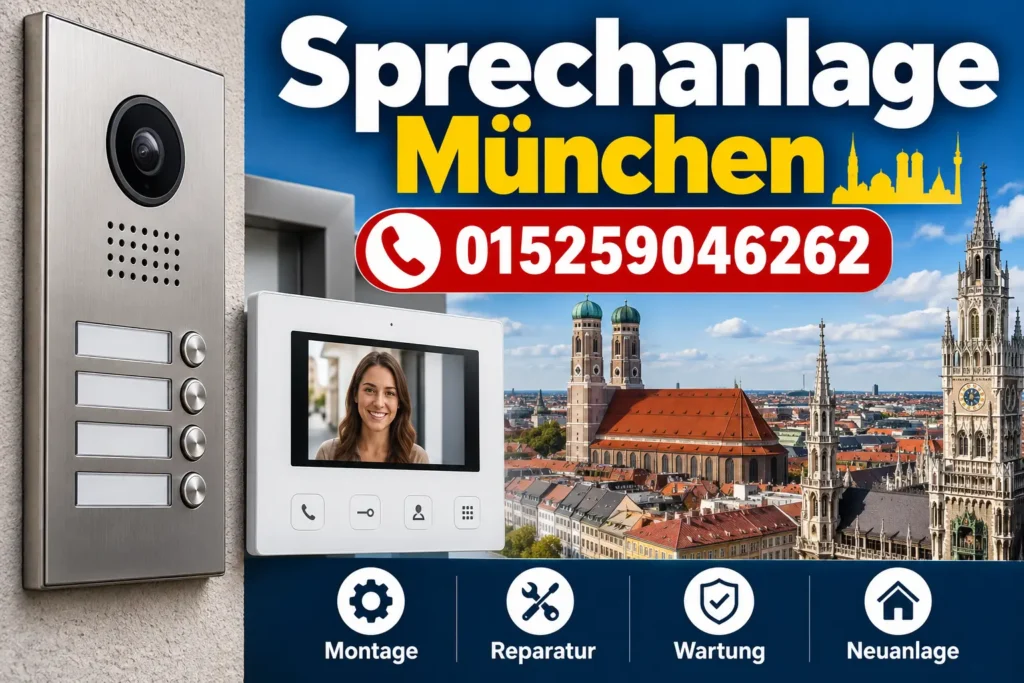 Bild zur Sprechanlage München für Montage, Reparatur und Wartung moderner Türsprechanlagen in Wohn- und Geschäftsgebäuden.