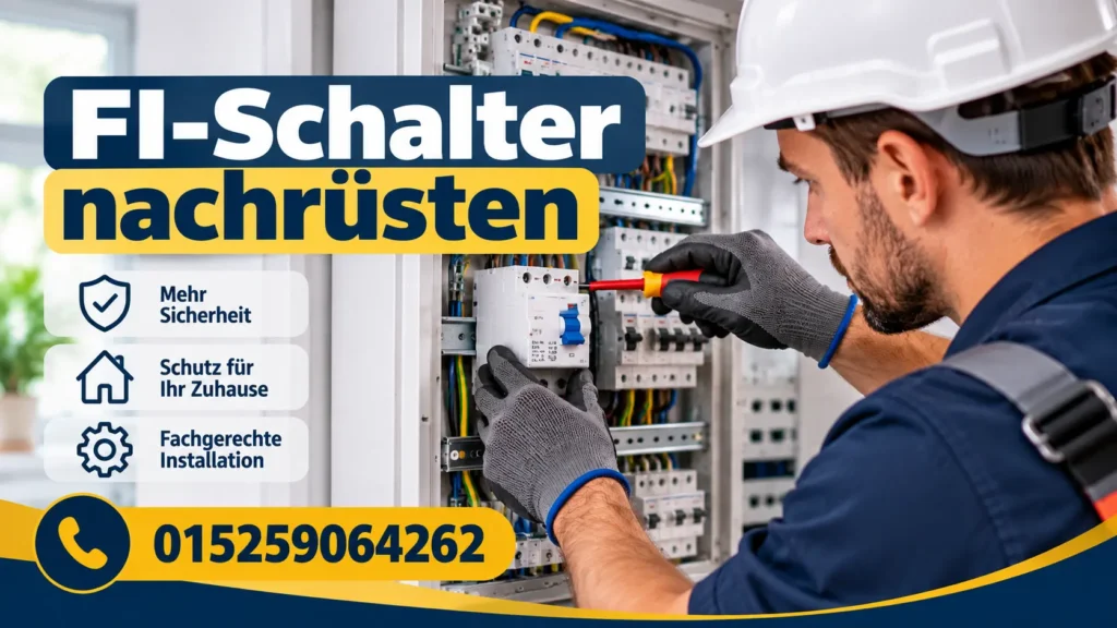 Elektriker beim FI-Schalter nachrüsten für mehr Sicherheit und eine fachgerecht modernisierte Elektroinstallation.